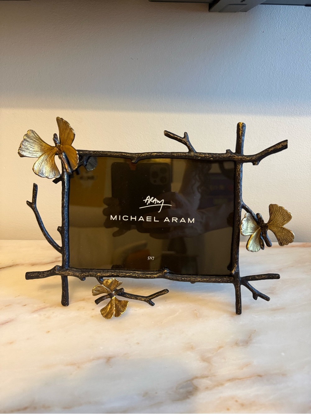 NEW Brass Butterfly Ginkgo Frame by Michael Aram Lux Bamboo Neimans